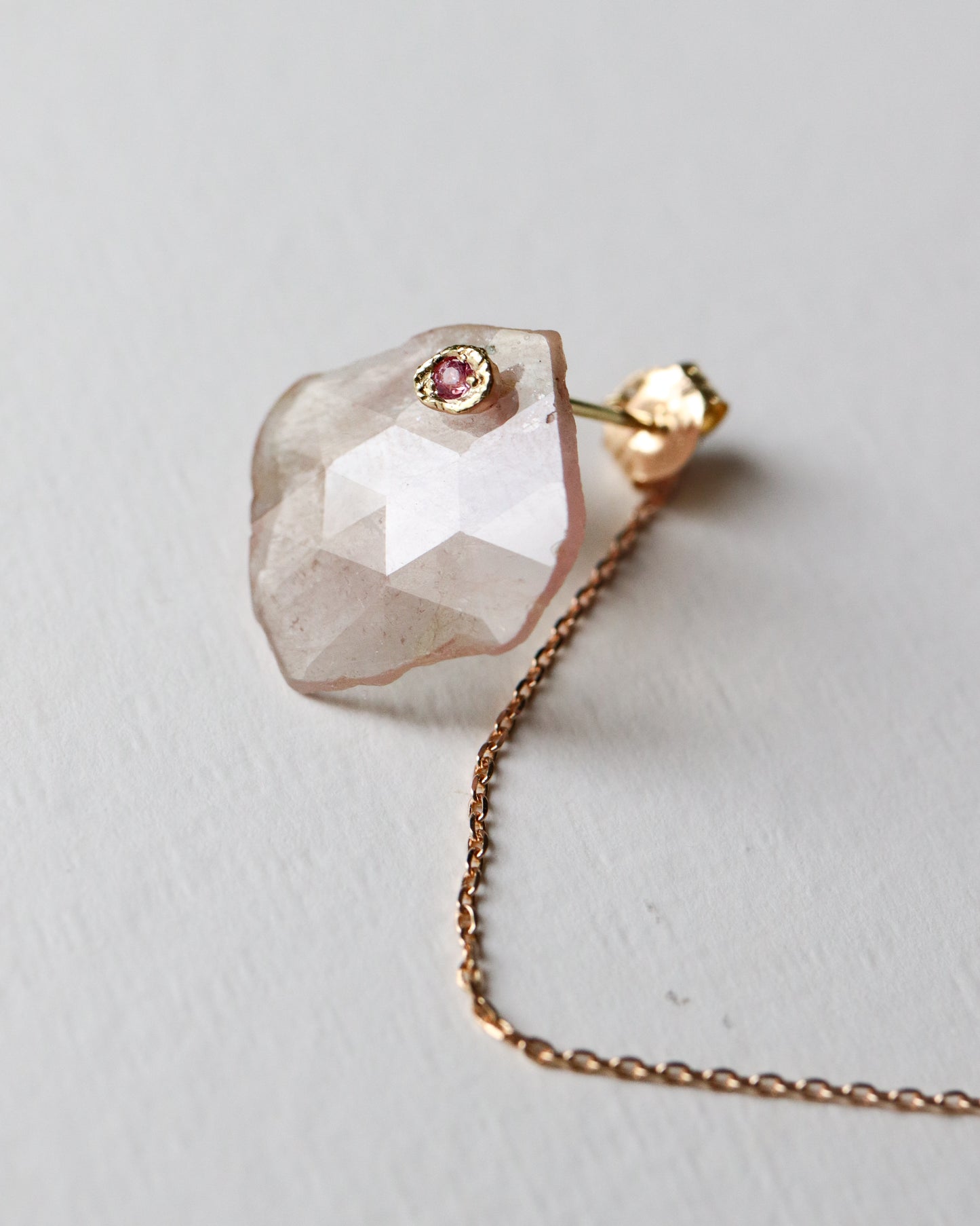 Flat Pierced Earring - Sapphire -