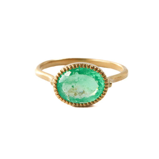 Milgrain Ring - Emerald -