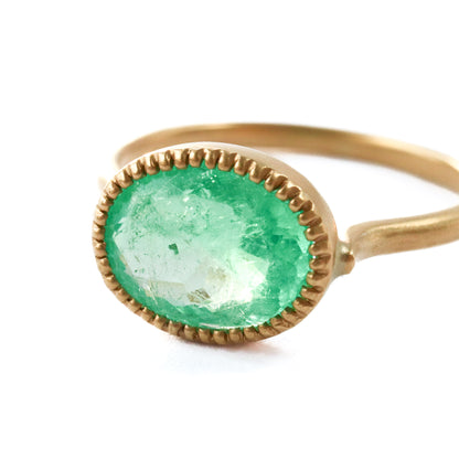 Milgrain Ring - Emerald -