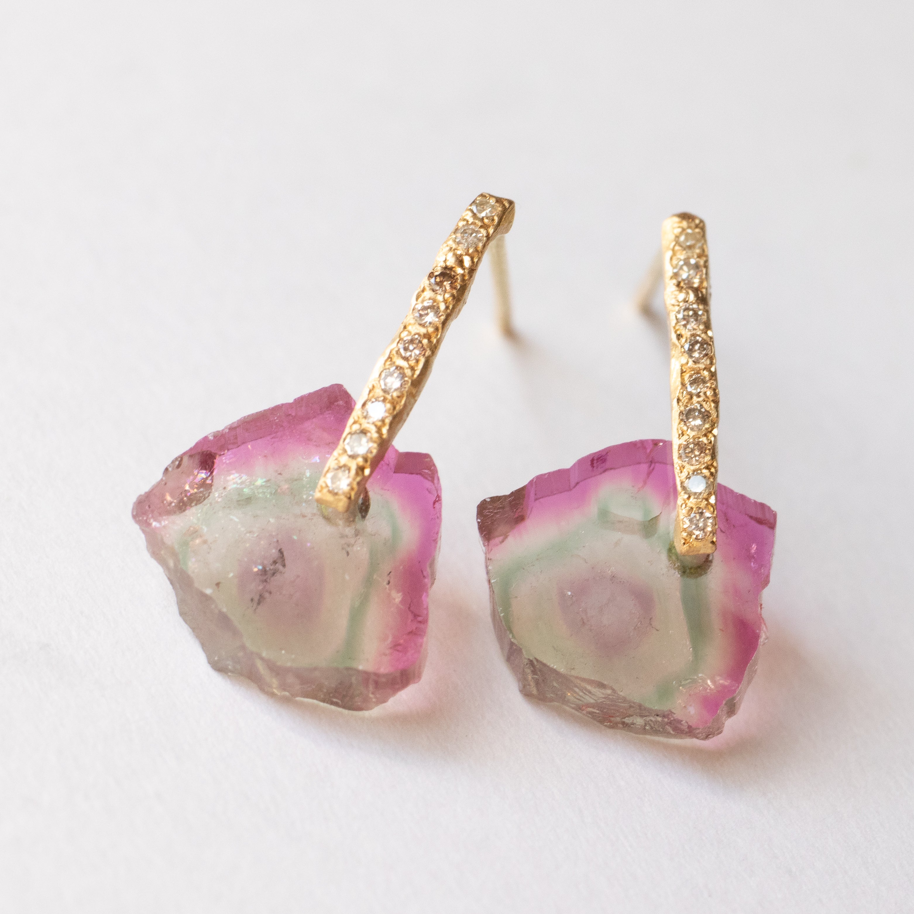 Hibiki Stone Pierced Earring - Bicolor Tourmaline -