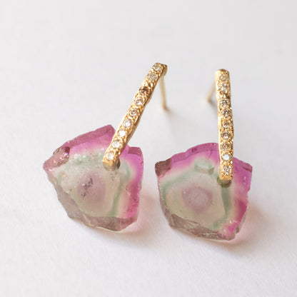 Hibiki Stone Pierced Earrings - Bicolor Tourmaline -