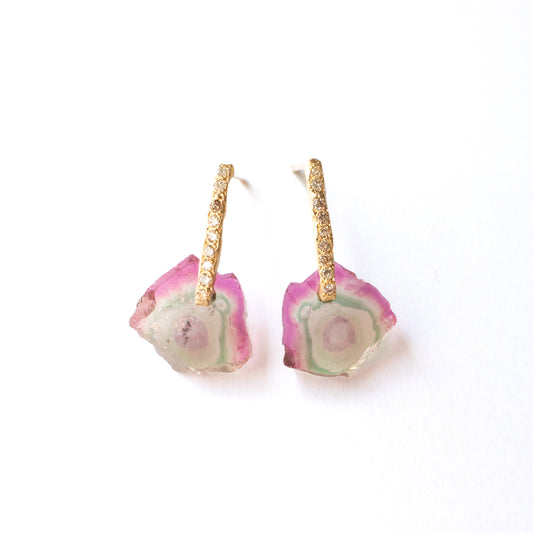 Hibiki Stone Pierced Earring - Bicolor Tourmaline -