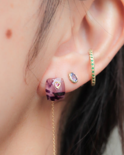 Flat Pierced Earring - Bicolor Amethyst -