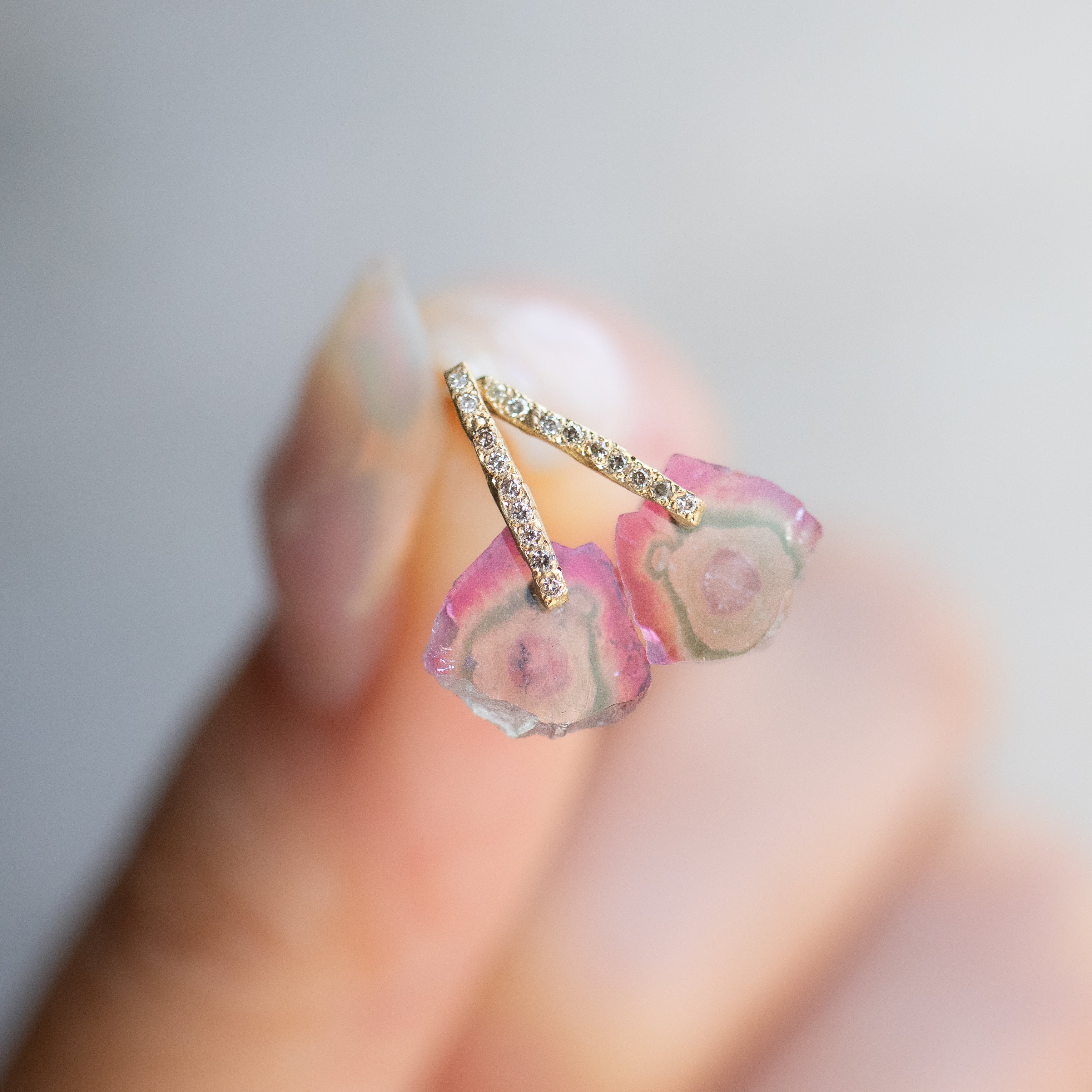 Hibiki Stone Pierced Earring - Bicolor Tourmaline -