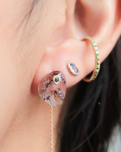 Flat Pierced Earring - Super Seven -
