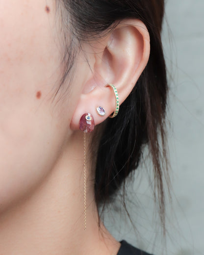 Flat Pierced Earring  - Super Seven -
