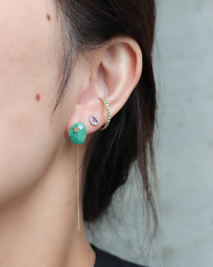 Flat Pierced Earring - Emerald -