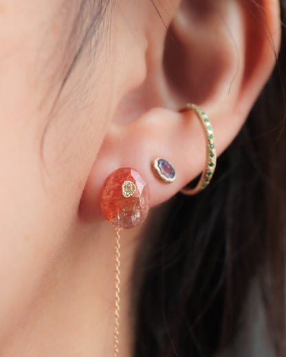 Flat Pierced Earring - Sunstone -
