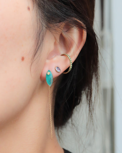 Flat Pierced Earring - Amazonite -