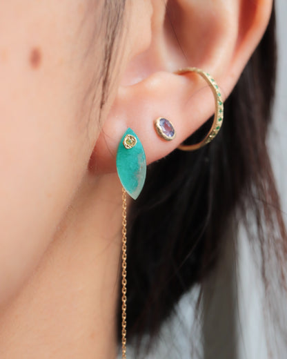 Flat Pierced Earring - Amazonite -