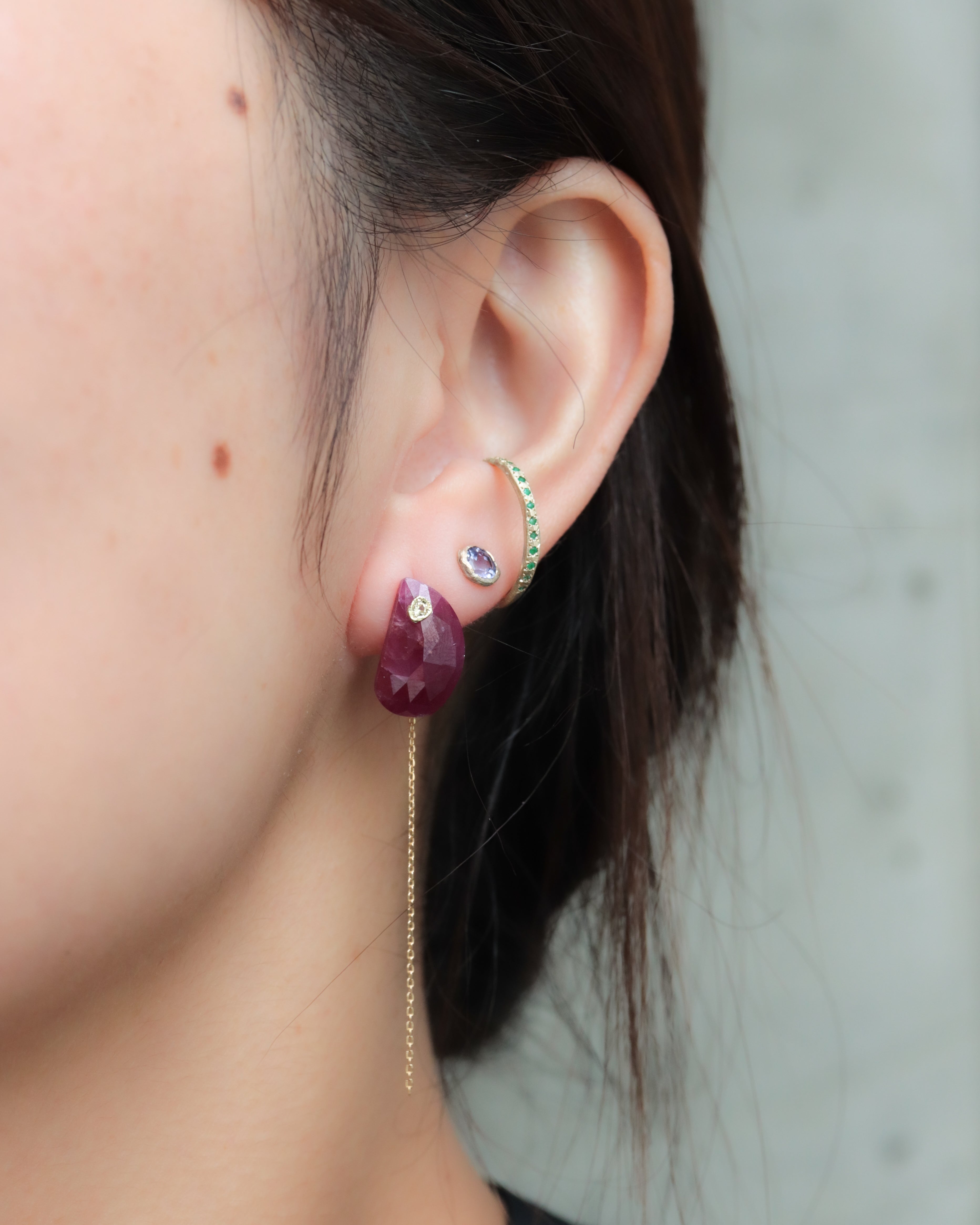 Flat Pierced Earring - Ruby - – MONAKA jewellery Flat Pierced Earring - Ruby - – MONAKA jewellery