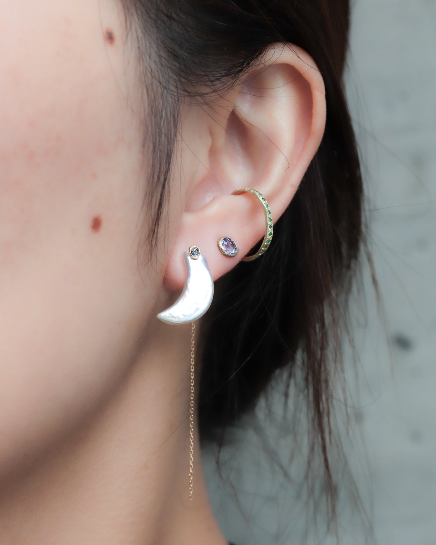 Flat Pierced Earring - keshi Pearl -