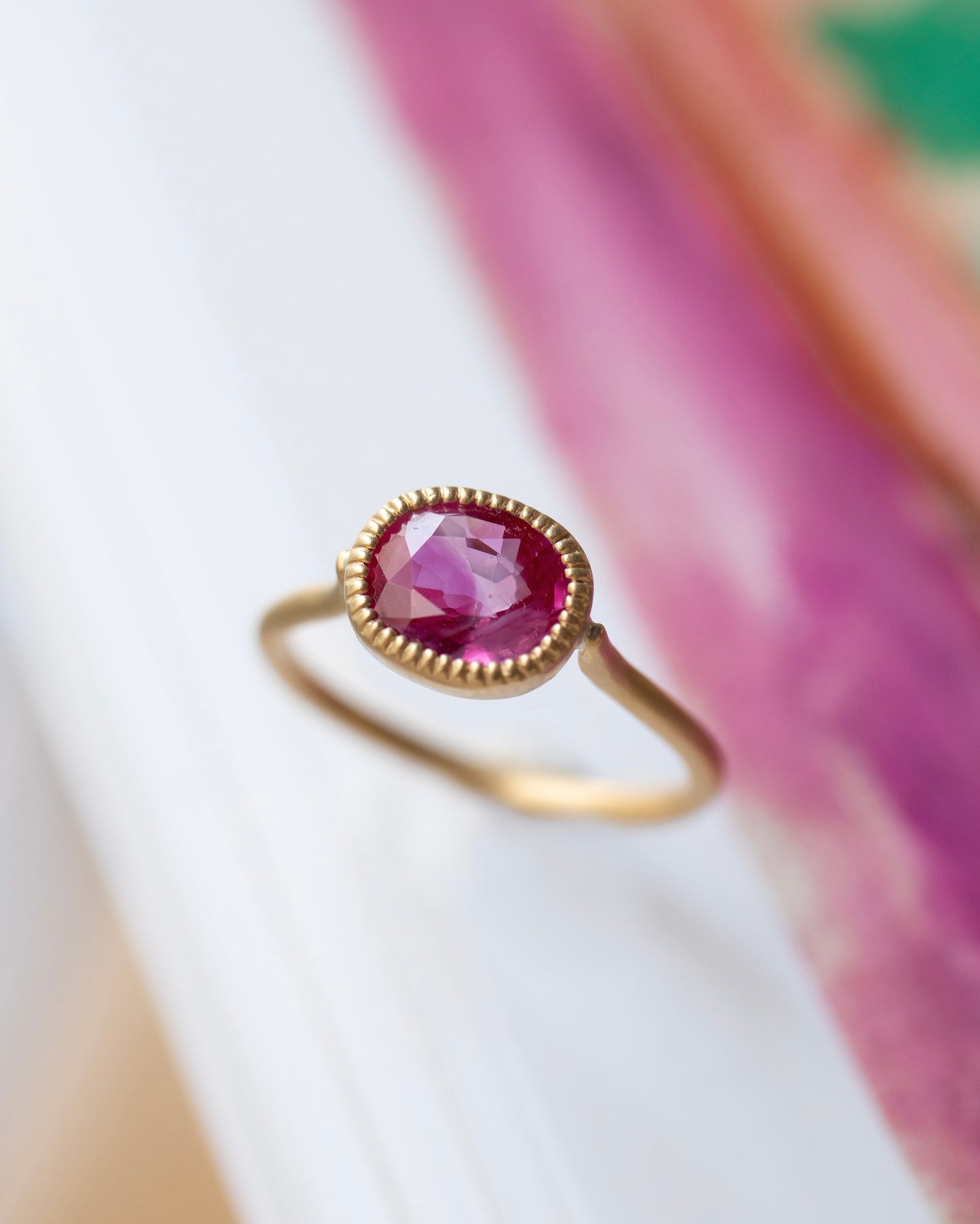 Milgrain Ring - Ruby -