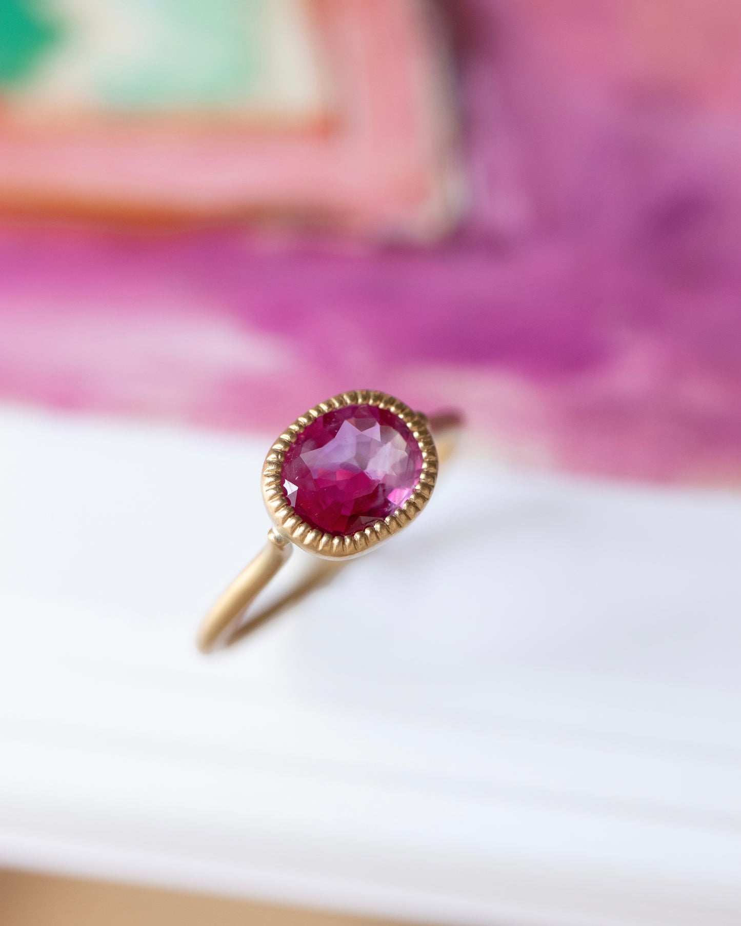 Milgrain Ring - Ruby -