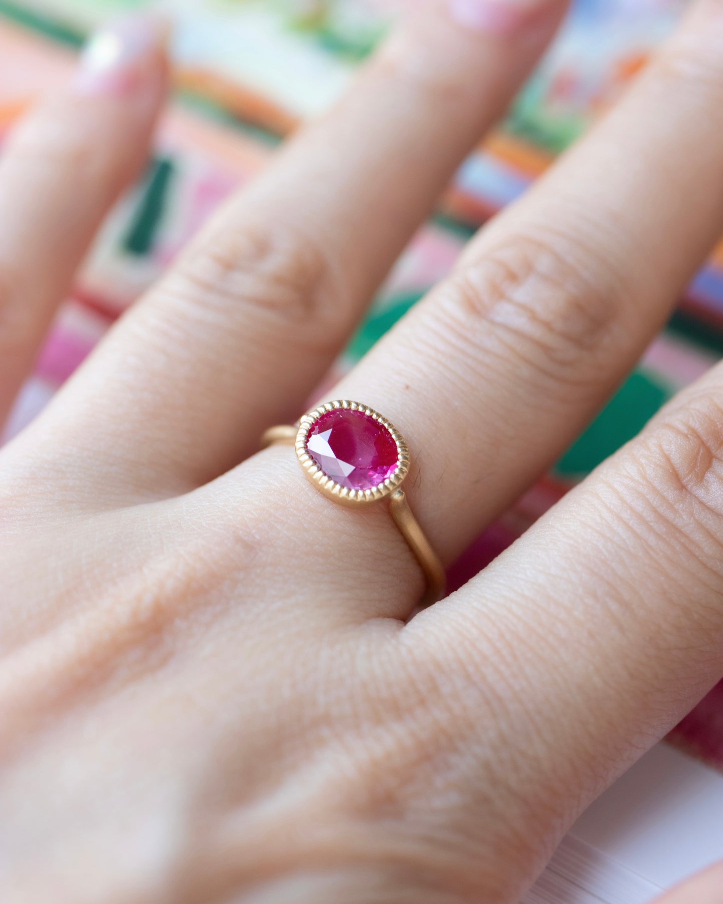 Milgrain Ring - Ruby -