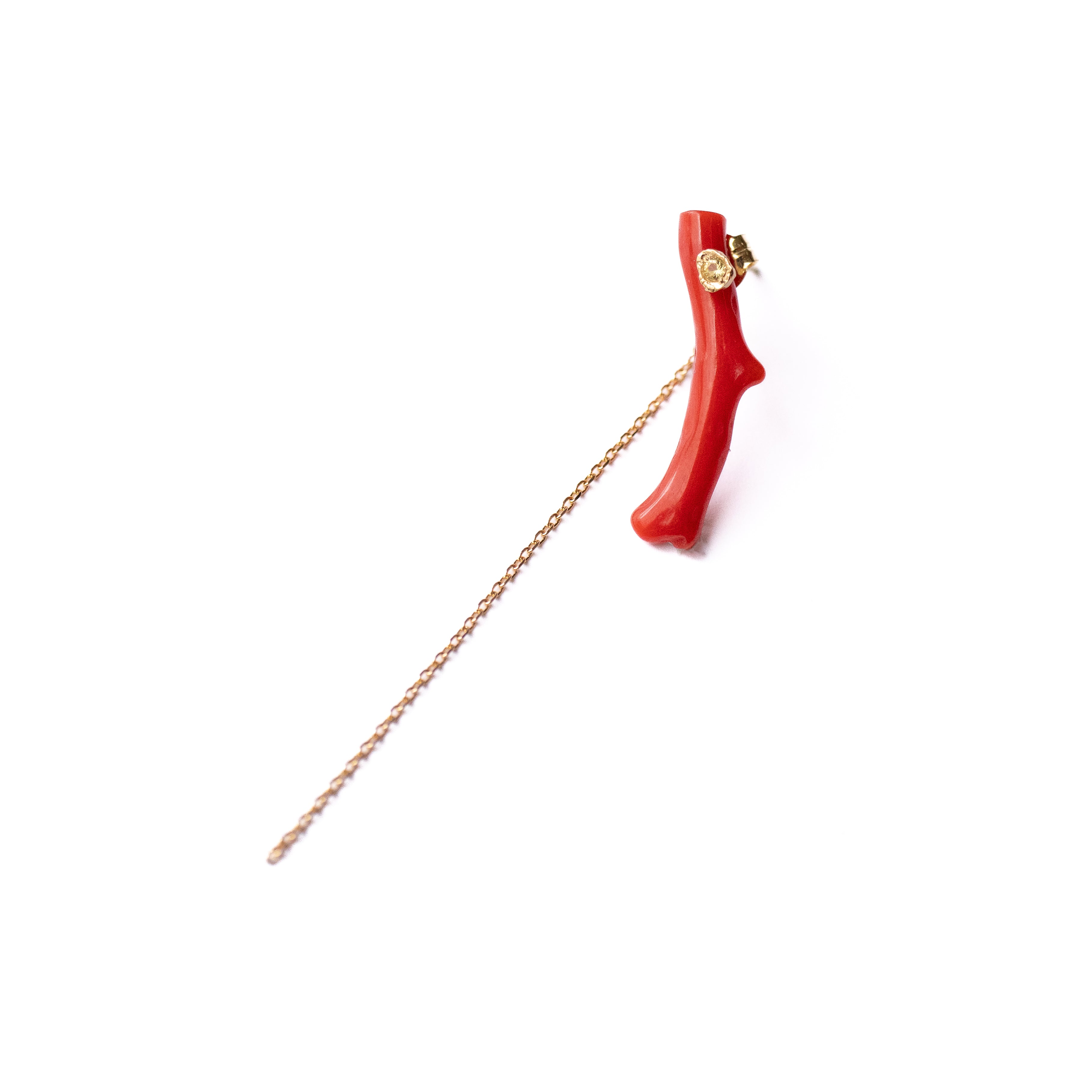 Flat Pierced Earring - Coral -