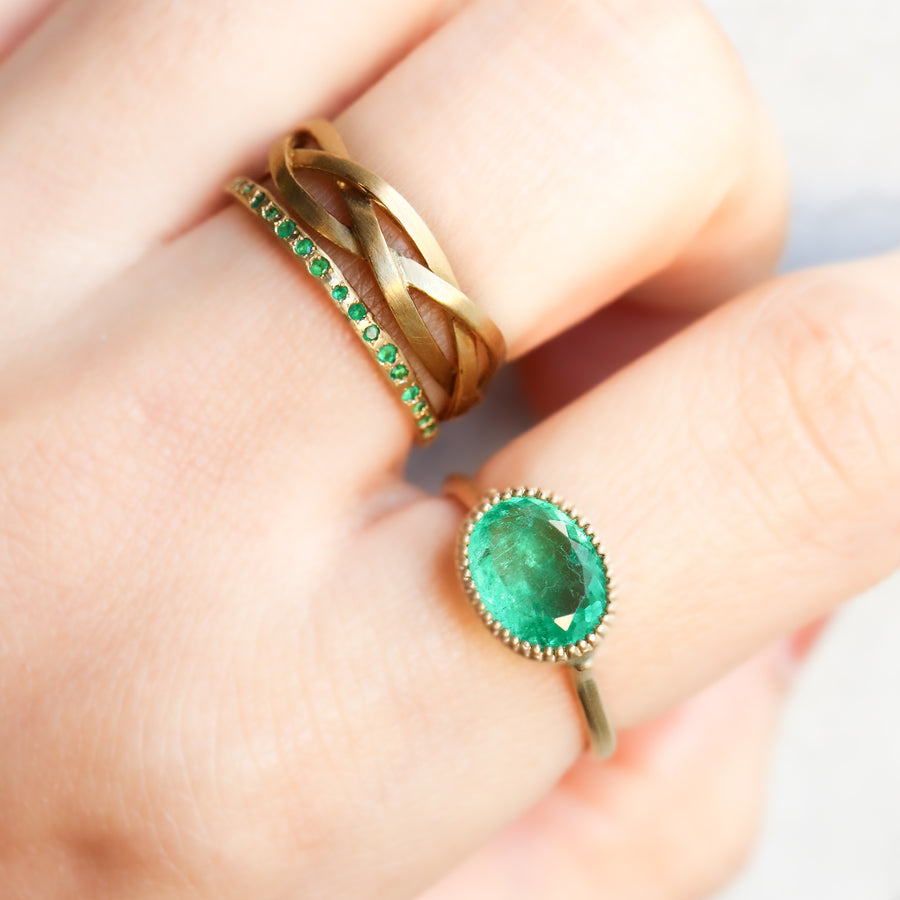 Milgrain Ring - Emerald -