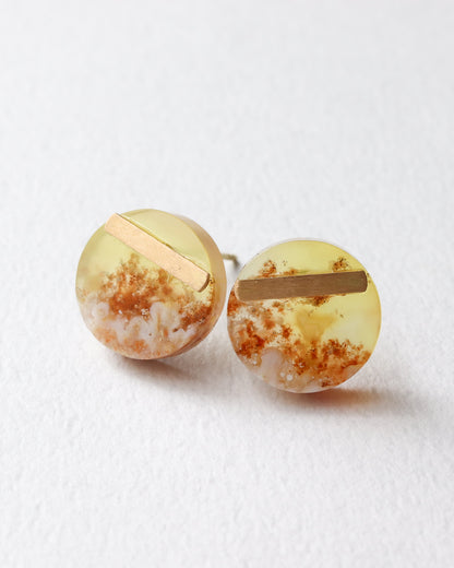 Bar stone Pierced Earring - Agate -