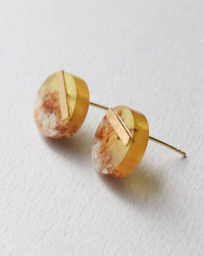 Bar stone Pierced Earring - Agate -