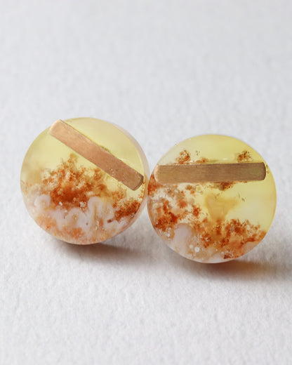 Bar stone Pierced Earring - Agate -