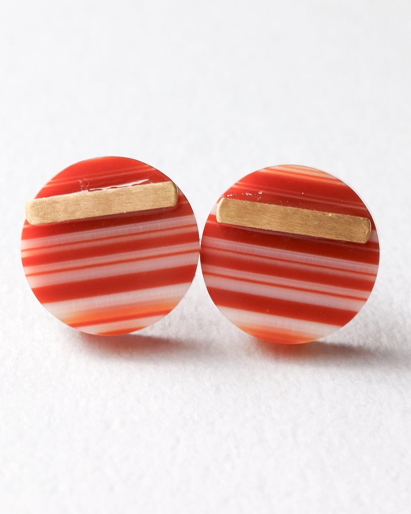 Bar stone etc Pierced Earring - Agate -