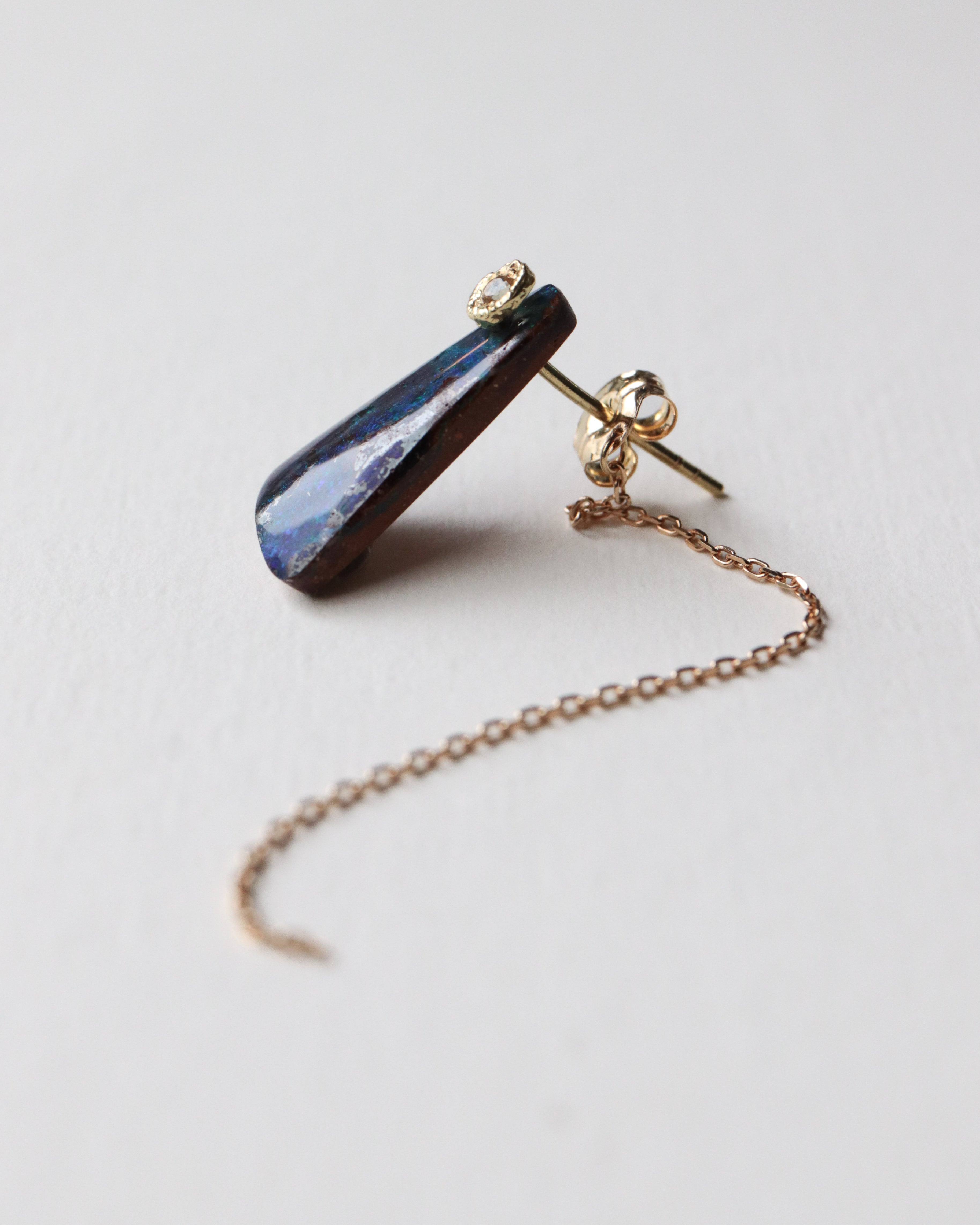 Flat Pierced Earring - Boulder Opal - – MONAKA jewellery