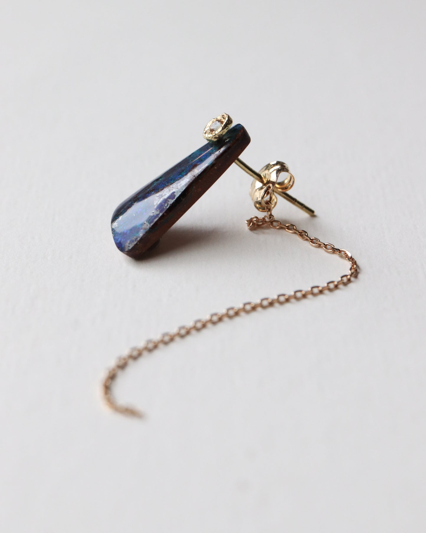 Flat Pierced Earring - Boulder Opal -