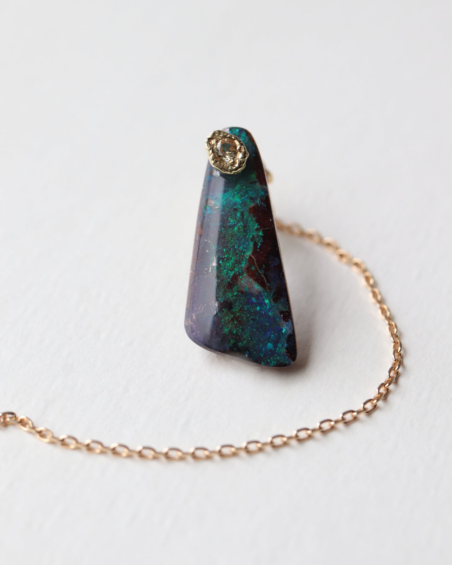 Flat Pierced Earring - Boulder Opal -