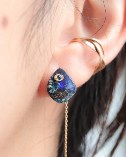 Flat Pierced Earring - Boulder Opal -
