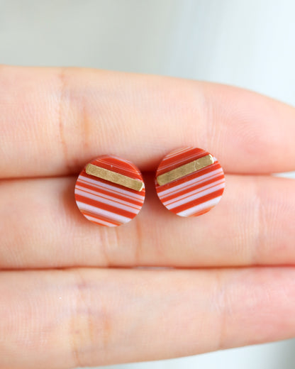 Bar stone etc Pierced Earring - Agate -