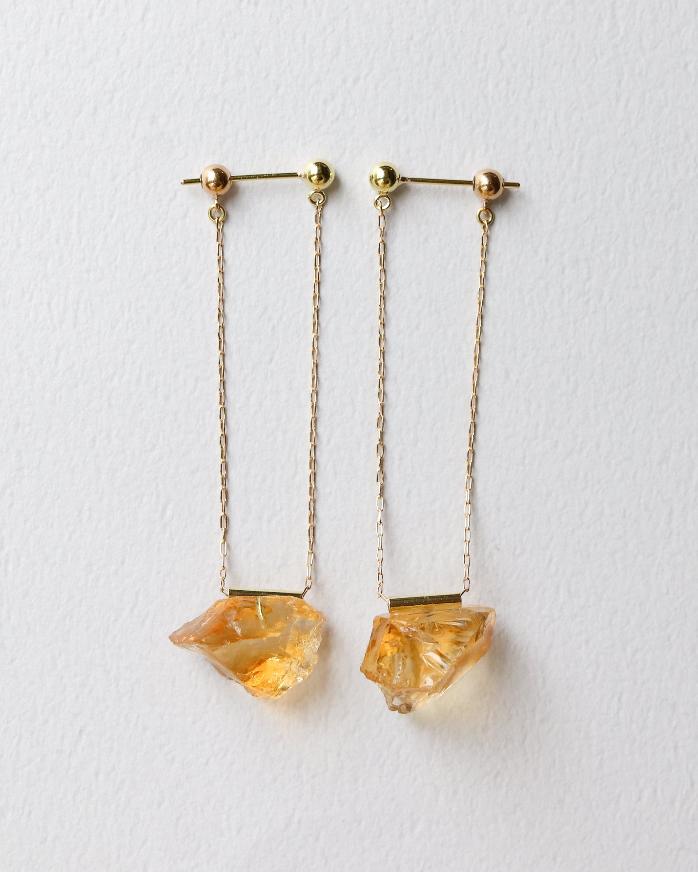 Pipe Pierced Earring - Citrine -