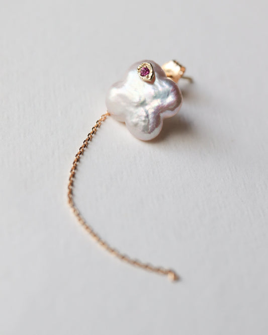 Flat Pierced Earring - keshi Pearl -