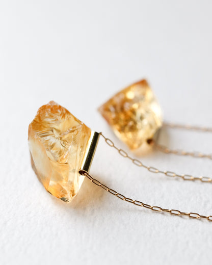 Pipe Pierced Earring - Citrine -