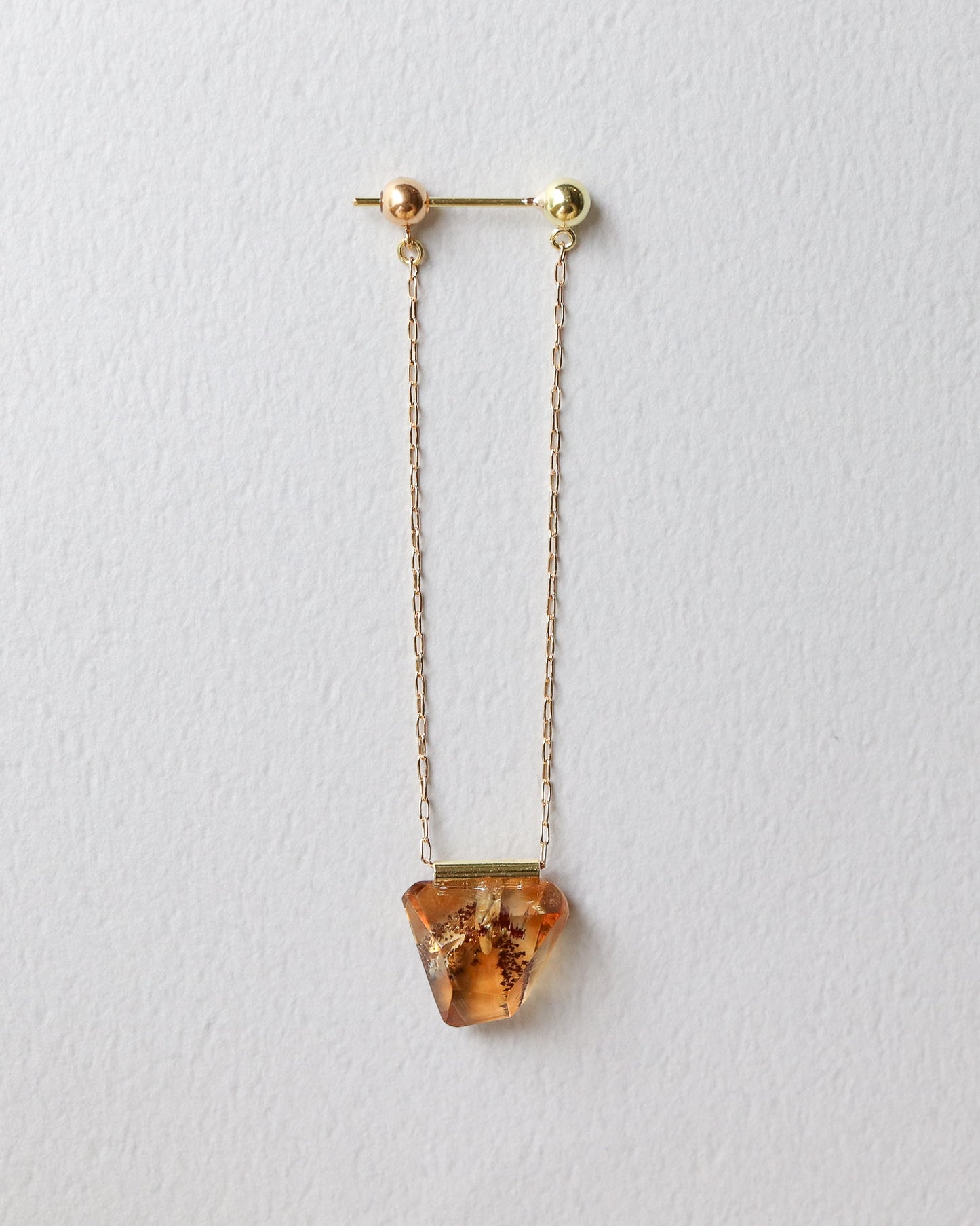 Pipe Pierced Earring - Citrine -