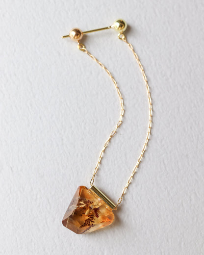 Pipe Pierced Earring - Citrine -