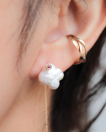 Flat Pierced Earring - keshi Pearl -