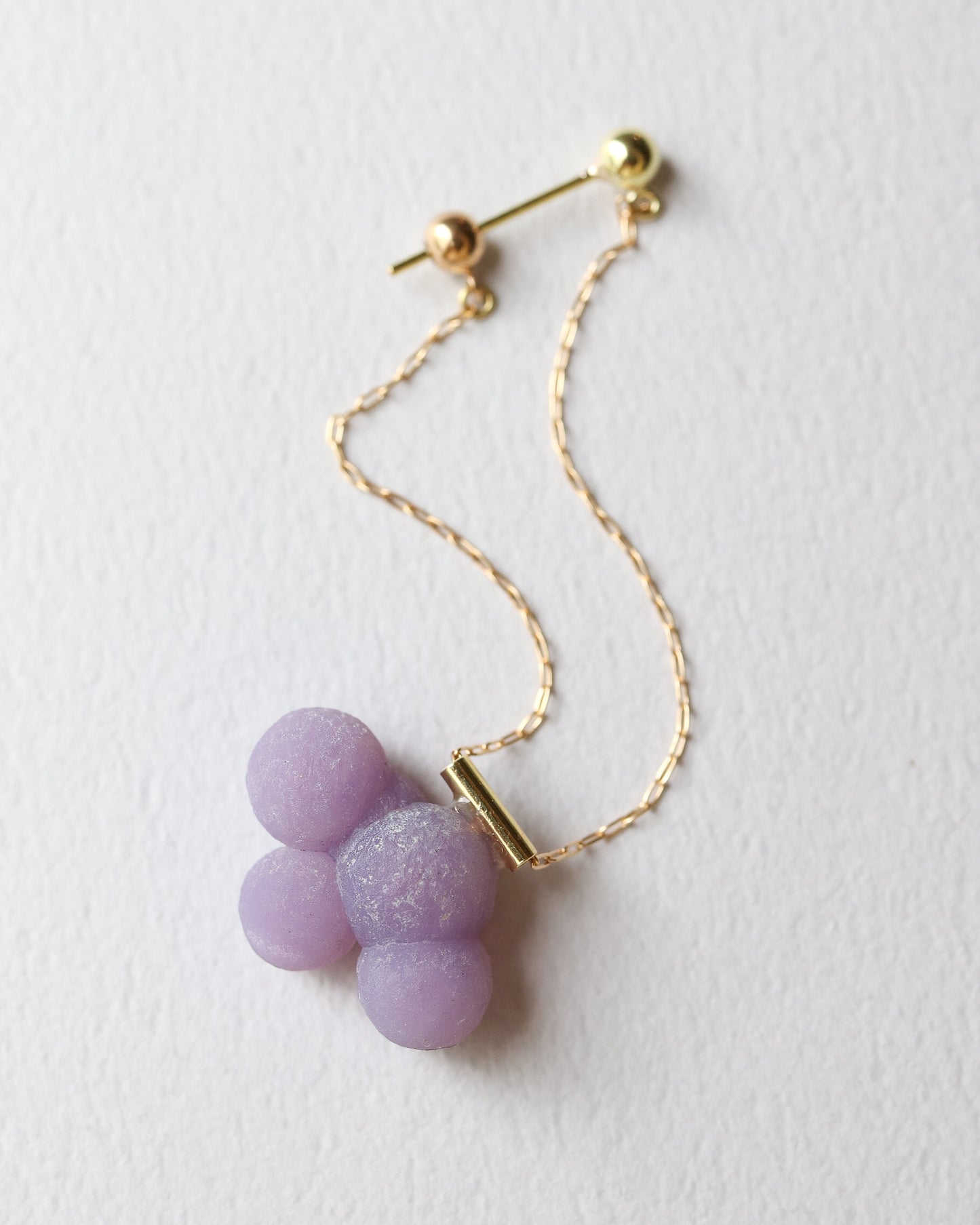 Pipe Pierced Earring - Grape stone -