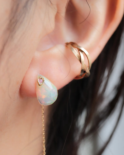Flat Pierced Earring - Opal -