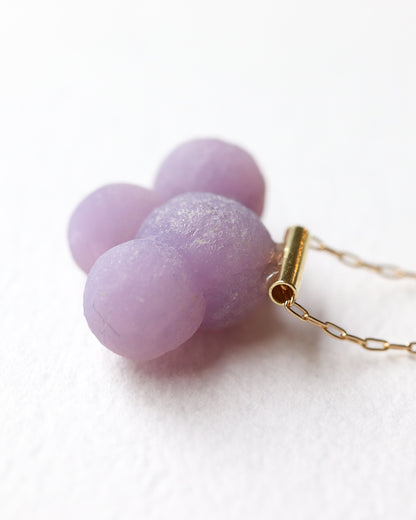 Pipe Pierced Earring - Grape stone -