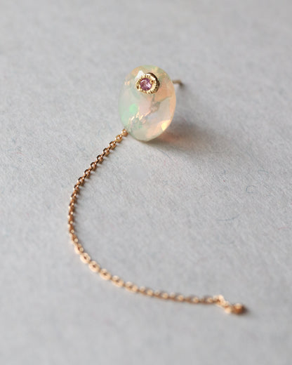 Flat Pierced Earring - Opal -