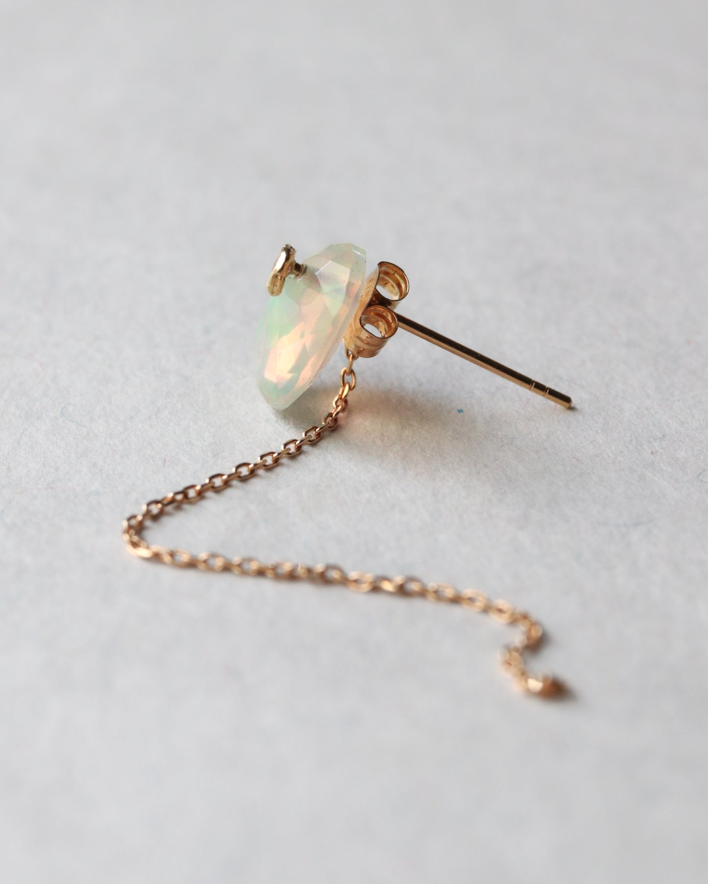 Flat Pierced Earring - Opal -