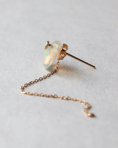 Flat Pierced Earring - Opal -