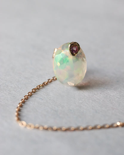 Flat Pierced Earring - Opal -