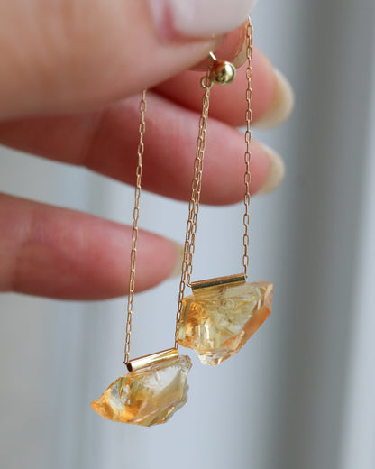 Pipe Pierced Earring - Citrine -