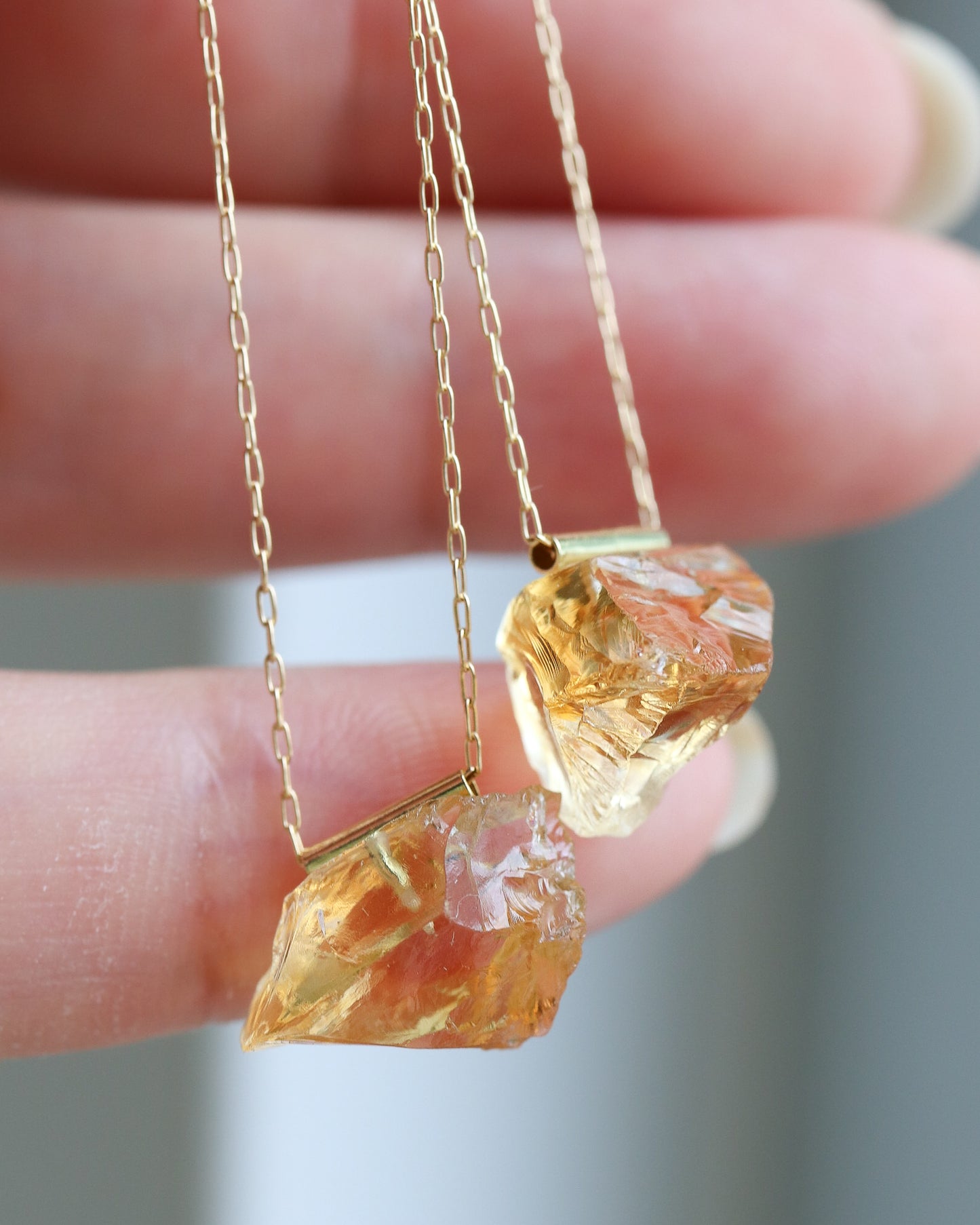 Pipe Pierced Earring - Citrine -