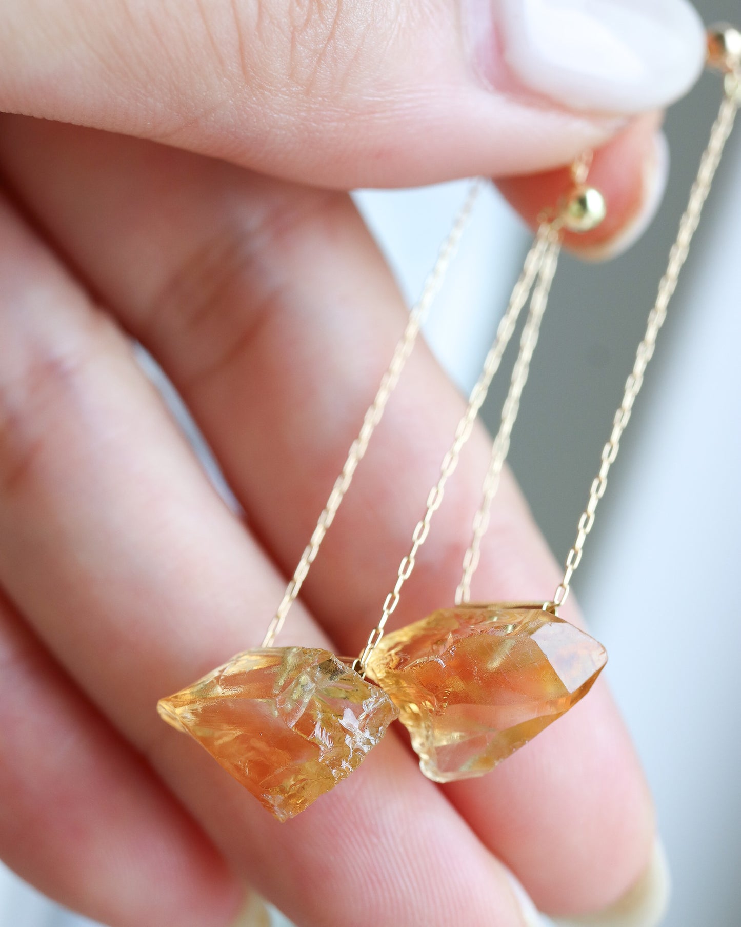 Pipe Pierced Earring - Citrine -