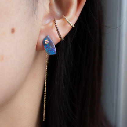 Flat Pierced Earring - Crystal Black Opal -