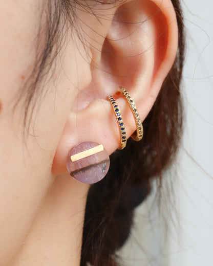 Bar stone etc Pierced Earring - Amethyst -