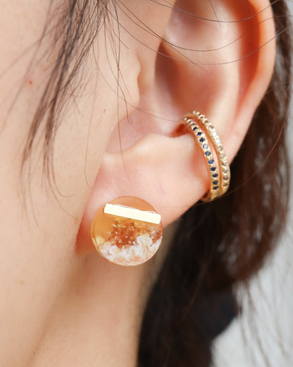 Bar stone Pierced Earring - Agate -