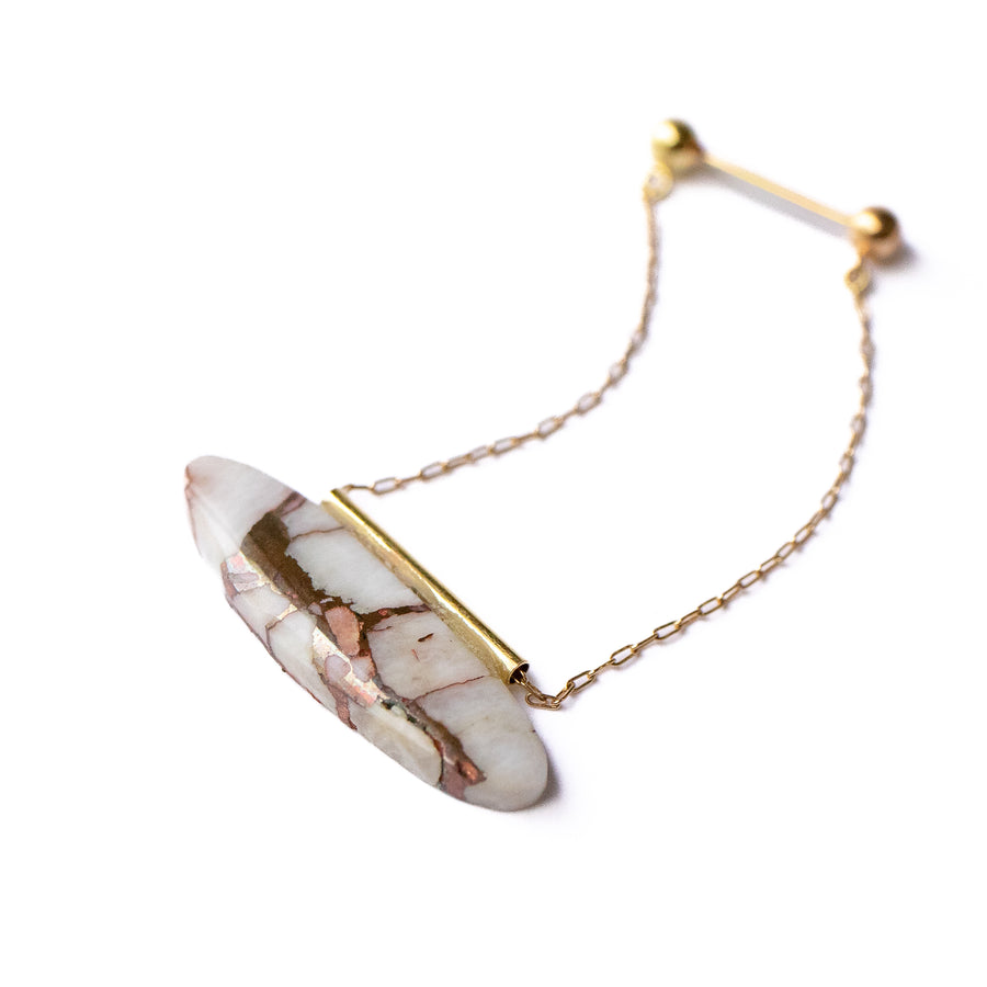 Pipe Pierced Earring - Copper in Quartz -